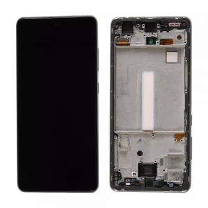 Ekranas Samsung A525 A52 4G / A526 A52 5G su lietimui jautriu stikliuku ir rėmeliu juodas OLED (real size)