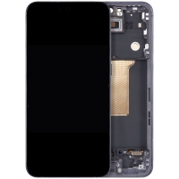 Ekranas Samsung A556 A55 5G su lietimui jautriu stikliuku ir rėmeliu Awesome Navy OLED (real size)