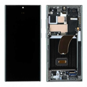 Ekranas Samsung S918 S23 Ultra 5G su lietimui jautriu stikliuku ir rėmeliu juodas OLED