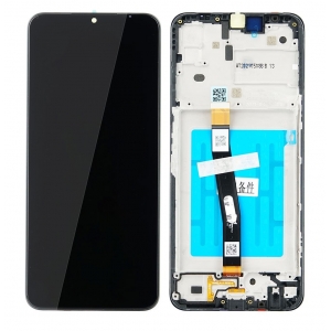 Ekranas Samsung A226 A22 5G su lietimui jautriu stikliuku ir rėmeliu Black originalus (service pack)