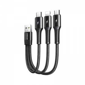 USB kabelis JOYROOM (S-01530G9) 3in1 lightning+micro+type-C (3.5A) 0.15m juodas