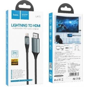 USB kabelis HOCO UA15 lightning to HDMI juodas 2M