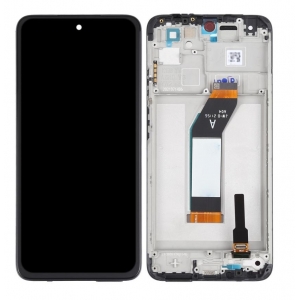 Ekranas Xiaomi Redmi 10 2021 su lietimui jautriu stikliuku su rėmeliu juodas originalus (service pack)
