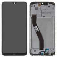 Ekranas Xiaomi Redmi 8 / 8A su lietimui jautriu stikliuku ir rėmeliu Black originalus (service pack)