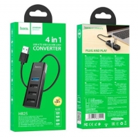 USB šakotuvas HOCO HB25 4xUSB 3.0 aliumininis juodas