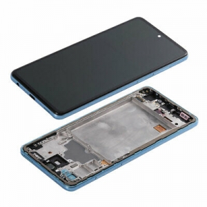 Ekranas Samsung A725 / A726 A72 4G / 5G 2021 su lietimui jautriu stikliuku ir rėmeliu Awesome Blue originalus (service pack)