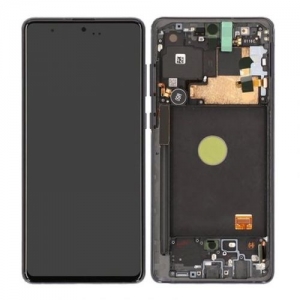 Ekranas Samsung N770F Note 10 Lite su lietimui jautriu stikliuku ir rėmeliu Aura Black originalus (service pack)