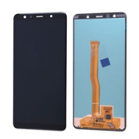 Ekranas Samsung A750 A7 2018 su lietimui jautriu stikliuku Black originalus (service pack)