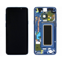 Ekranas Samsung G960F S9 su lietimui jautriu stikliuku ir rėmeliu Coral Blue originalus (service pack)