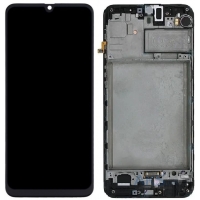 Ekranas Samsung M217 / M315 M21s / M31 2020 su lietimui jautriu ir rėmeliu stikliuku Black originalus (service pack)