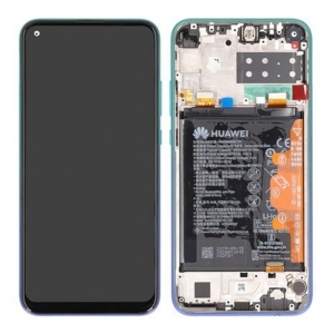 Ekranas Huawei P40 Lite E su lietimui jautriu stikliuku su rėmeliu ir baterija Aurora Blue originalus (service pack)