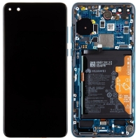 Ekranas Huawei P40 su lietimui jautriu stikliuku ir rėmeliu ir baterija Deep Sea Blue originalus (service pack)