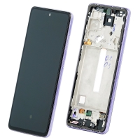Ekranas Samsung A725 / A726 A72 4G / 5G 2021 su lietimui jautriu stikliuku ir rėmeliu ir baterija Awesome Violet originalus (service pack)