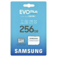 Atminties korta SAMSUNG EVO PLUS MicroSD 256GB (class10 UHS-III 130MB / s) + SD Adapteris