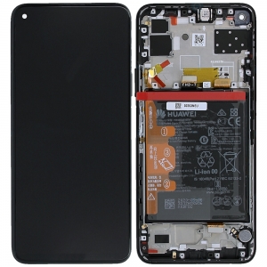 Ekranas Huawei P40 Lite 5G su lietimui jautriu stikliuku su rėmeliu ir baterija Midnight Black originalus (service pack)
