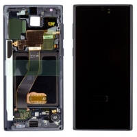 Ekranas Samsung N970F Note 10 su lietimui jautriu stikliuku ir rėmeliu Black originalus (used Grade A)