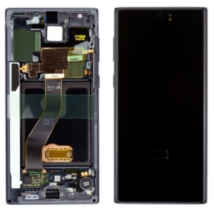 Ekranas Samsung N970F Note 10 su lietimui jautriu stikliuku ir rėmeliu Black originalus (used Grade A)