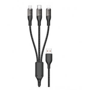 USB kabelis Dudao (L22X) 3in1 lightning+micro+type-C (120W) 1m juodas