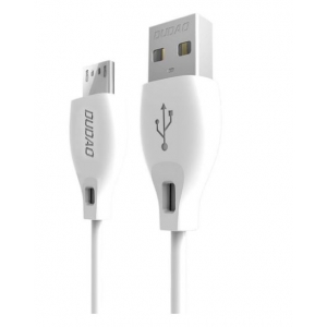 USB kabelis Dudao (L4M) microUSB (2.4A) baltas (2m)