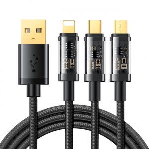 USB kabelis JOYROOM (S-1T3015A5) 3in1 lightning+micro+type-C (3.5A) 1.2m juodas