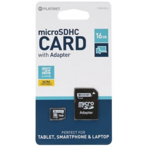 Atminties korta Platinet MicroSD 16GB (class10) + SD Adapteris