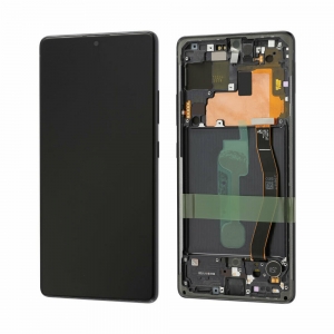 Ekranas Samsung G770F S10 Lite su lietimui jautriu stikliuku ir rėmeliu Black originalus (used Grade A)