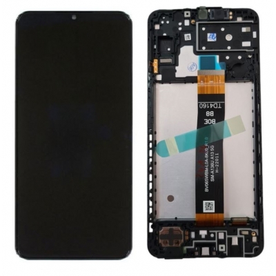 Ekranas Samsung A136 A13 5G su lietimui jautriu stikliuku ir rėmeliu Black originalus (used Grade A)