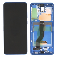 Ekranas Samsung G985F / G986F S20 Plus su lietimui jautriu stikliuku ir rėmeliu Aura Blue originalus (service pack)