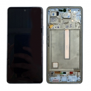 Ekranas Samsung A536 A53 5G 2022 su lietimui jautriu stikliuku ir rėmeliu Awesome Blue OLED (real size)