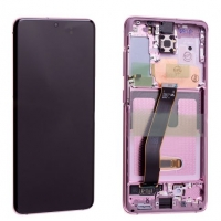 Ekranas Samsung G981F / G980F S20 su lietimui jautriu stikliuku ir rėmeliu Cloud Pink originalus (service pack)