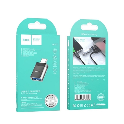 Adapteris HOCO (UA17) iš Type-C į USB (OTG) juodas Adapteris HOCO (UA17) iš Type-C į USB (OTG) juodas