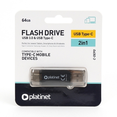 Atmintinė Platinet 64GB USB 3.0 + Type-C Atmintinė Platinet 64GB USB 3.0 + Type-C