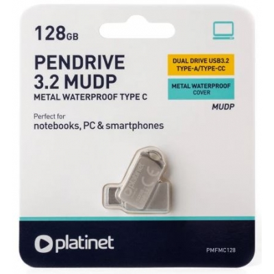 Atmintinė Platinet Metal UDP 128GB USB 3.2 + Type-C Atmintinė Platinet Metal UDP 128GB USB 3.2 + Type-C