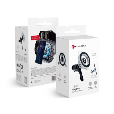 Automobilinis laikiklis Forcell F-GRIP (MagSafe) tvirtinamas ant ventiliacijos grotelių juodas Automobilinis laikiklis Forcell F-GRIP (MagSafe) tvirtinamas ant ventiliacijos grotelių juodas
