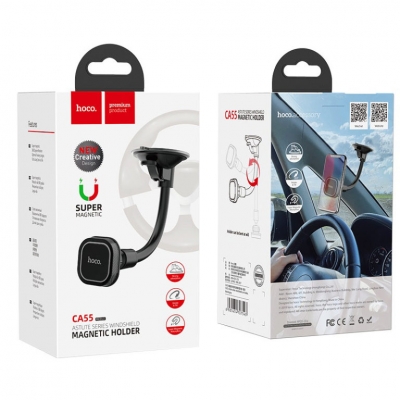 Automobilinis universalus telefono laikiklis HOCO (CA55) Astute tvirtinamas ant stiklo, magnetinis juodas Automobilinis universalus telefono laikiklis HOCO (CA55) Astute tvirtinamas ant stiklo, magnetinis juodas