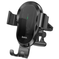 Belaidis automobilinis įkroviklis-laikiklis HOCO (CA105) 15W (palaiko QI standartą) juodas