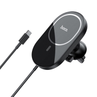 Belaidis automobilinis įkroviklis-laikiklis HOCO (CA90) (MagSafe 15W) tvirtinamas ant ventiliacijos grotelių juodas