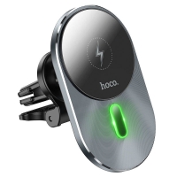 Belaidis automobilinis įkroviklis-laikiklis HOCO (CA91) Magnetic (MagSafe 15W) juodas