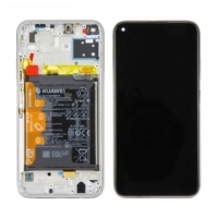 Ekranas Huawei P40 Lite su lietimui jautriu stikliuku ir rėmeliu ir baterija Light Pink / Blue originalus (service pack)