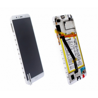Ekranas Huawei Y6 2018 / Y6 Prime 2018 su lietimui jautriu stikliuku ir rėmeliu ir baterija White originalus (service pack) Ekranas Huawei Y6 2018 / Y6 Prime 2018 su lietimui jautriu stikliuku ir rėmeliu ir baterija White originalus (service pack)
