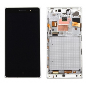 Ekranas Microsoft (Nokia) Lumia 830 su lietimui jautriu stikliuku ir rėmeliu White originalus (used Grade B)