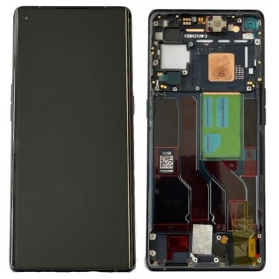 Ekranas Oppo Reno5 Pro 5G su lietimui jautriu stikliuku ir rėmeliu Black originalus (used Grade C)
