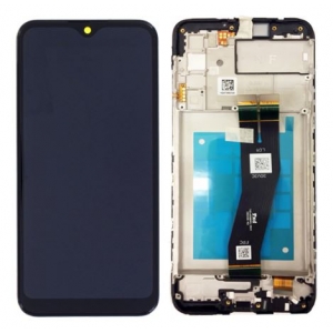 Ekranas Samsung A025G A02s 2020 su lietimui jautriu stikliuku ir rėmeliu Black originalus (service pack)
