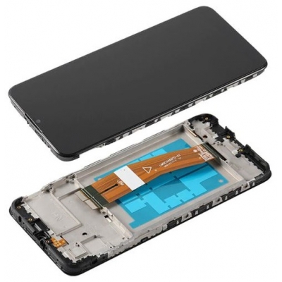 Ekranas Samsung A035G (A03 2022) su lietimui jautriu stikliuku ir rėmeliu Black originalus