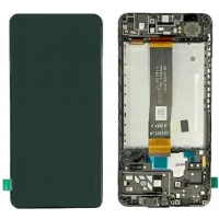 Ekranas Samsung A047 A04S 2022 su lietimui jautriu stikliuku Black ir rėmeliu originalus (service pack)