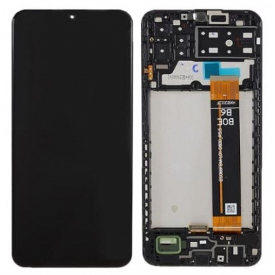 Ekranas Samsung A137 A13 2022 su lietimui jautriu stikliuku ir rėmeliu Black originalus Ekranas Samsung A137 A13 2022 su lietimui jautriu stikliuku ir rėmeliu Black originalus