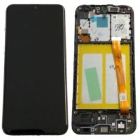 Ekranas Samsung A202 A20e 2019 su lietimui jautriu stikliuku ir rėmeliu Black originalus