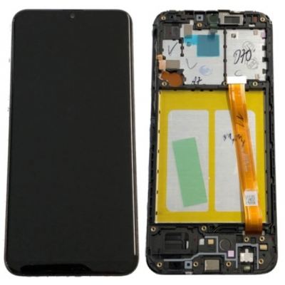 Ekranas Samsung A202 A20e 2019 su lietimui jautriu stikliuku ir rėmeliu Black originalus Ekranas Samsung A202 A20e 2019 su lietimui jautriu stikliuku ir rėmeliu Black originalus
