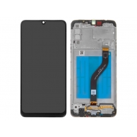 Ekranas Samsung A207F A20s su lietimui jautriu stikliuku ir rėmeliu Black originalus