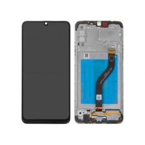 Ekranas Samsung A207F A20s su lietimui jautriu stikliuku ir rėmeliu Black originalus